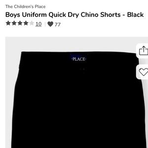 Children’s Place Boys Uniform Quick Dry Chino Shorts - Black Size 10